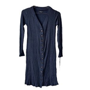 Michael Lauren Shane Button Down Dress with Thumbhole‎ XS navy NWT